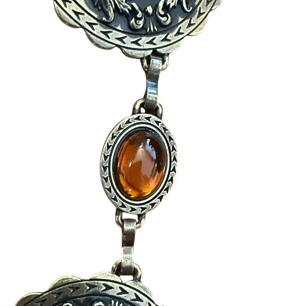 Gold Concho Chain Belt Amber Stones Floral Medallion Boho Western Fits 31-41 - Picture 4 of 9